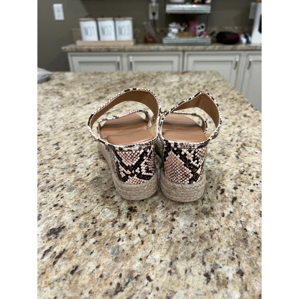 Snakeskin Platform Espadrille Sandals Faux Snake Skin Wedge Slides Size 35